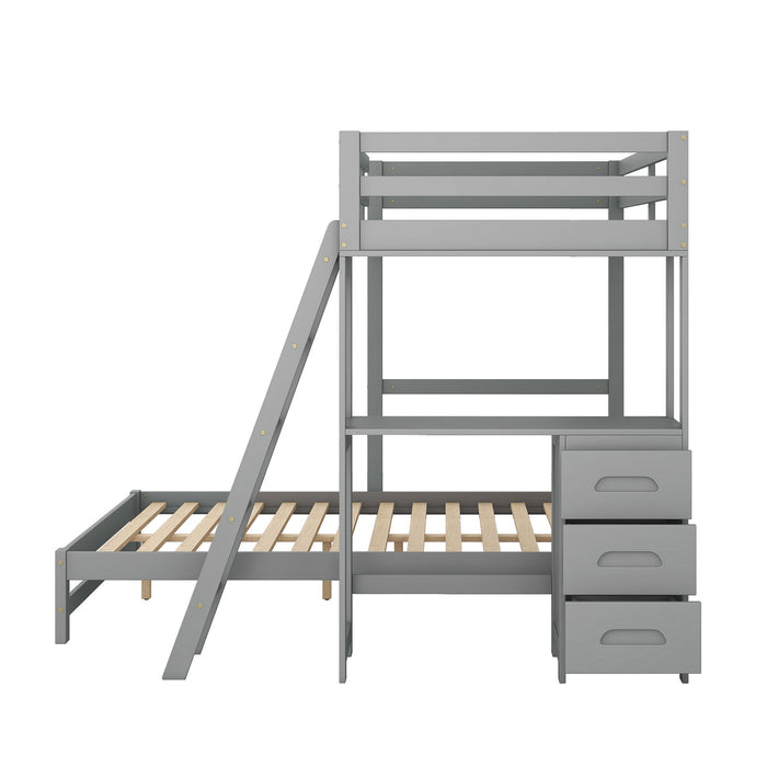 Bunk Bed With Built In Desk And 3 Drawers