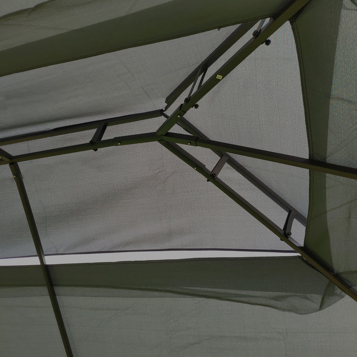 Patio Gazebo Tent With Ventilated Double Roof And Mosquito Net