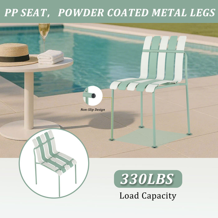 4 Piece Set Of Modern Color Block Designed Single Chairs With Folding Square Table