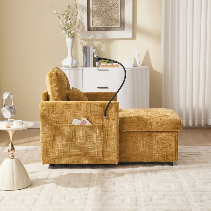 Multifunctional Chenille Recliner Sofa With Storage And Phone Bracket