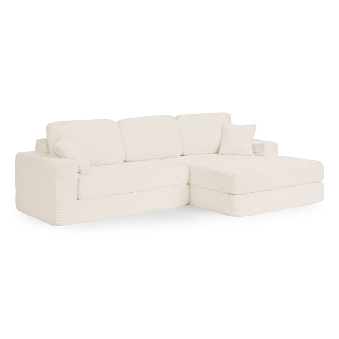 Modern Minimalist L Shape Modular Sectional Sofa, Corduroy Couch