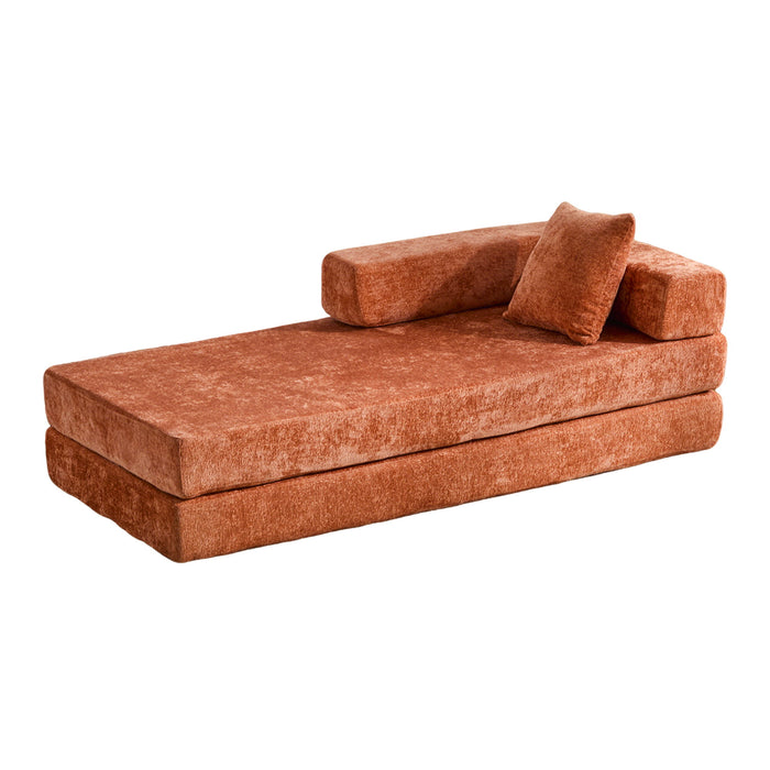 Convertible Floor Sofa Bed With Pillow Back Support Armrest