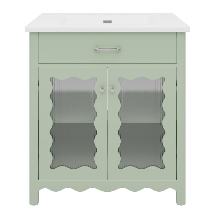 Modern Bathroom Vanity With Tempered Glass Doors