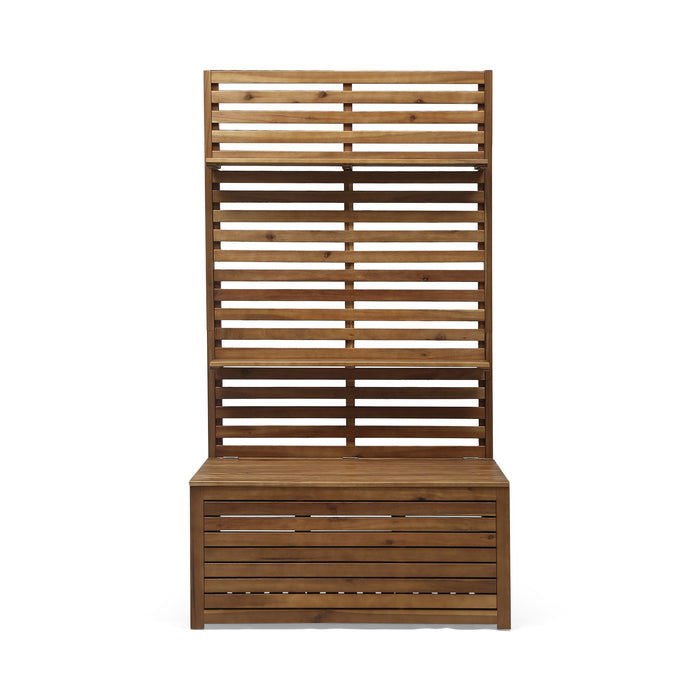 Storage Bench With Rack - Teak