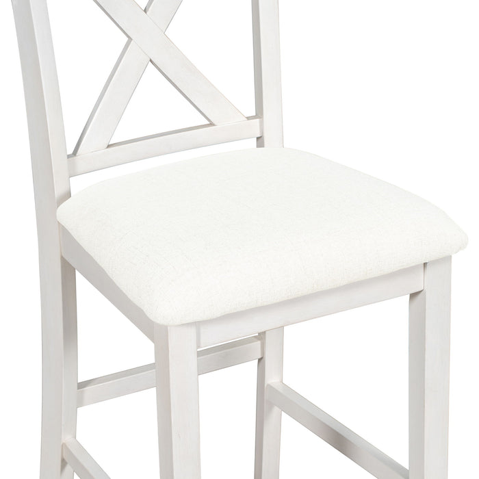 5 Pieces Counter Height Rustic Farmhouse Dining Room Wooden Bar Table Set With 2 Stools And 2 Chairs