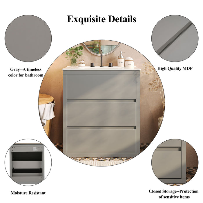 Double Sinks Bathroom Vanity Set With 2 Ceramic Basins