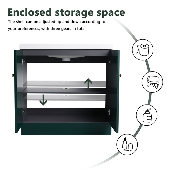 Contemporary Freestanding Bathroom Vanity With Resin Sink & Soft-Close Cabinet Doors
