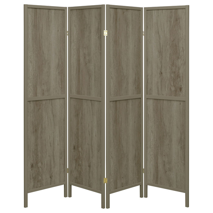 Deepika 4-Panel Room Divider Folding Screen Grey Driftwood
