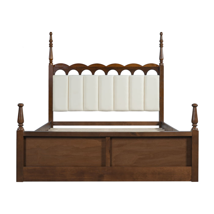 Platform Bed Frame With Tufted Upholstered Scallop Headboard