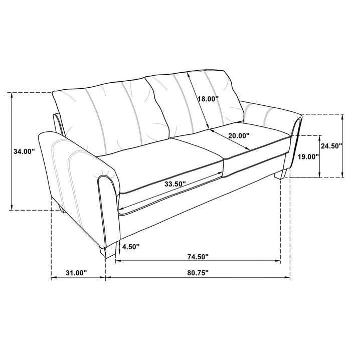 Dixon - Upholstered Sofa With Rounded Arms And Texture - Gray