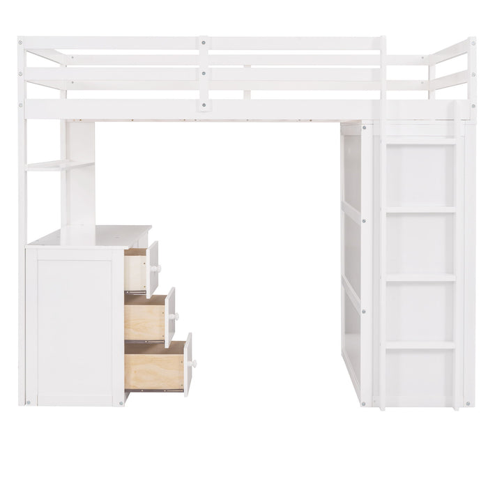 Loft Bed With Drawers, Desk, And Wardrobe
