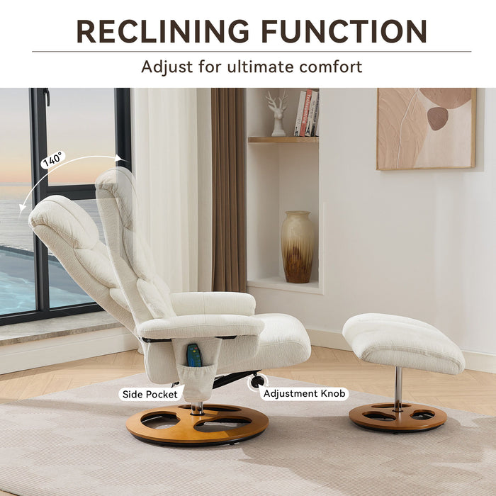 Ergonomic Recliner Chair With Ottoman, Modern 360° Swivel With Footstool