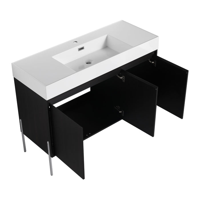 Freestanding Bathroom Vanity With Resin Sink And Storage Cabinet