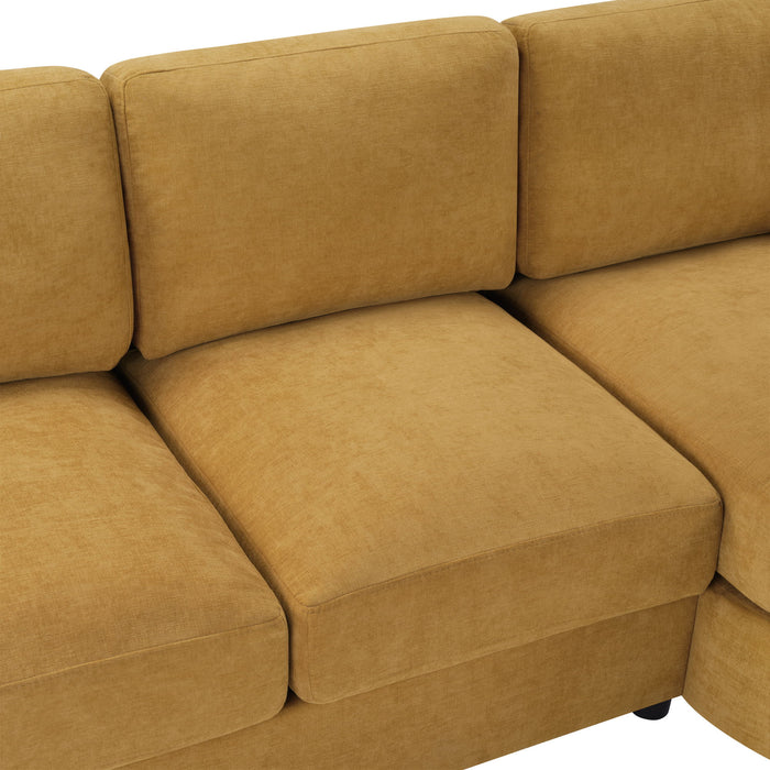 Modern L-Shaped Sectional Sofa With Curved Chaise, USB Ports, And Side Storage Pockets