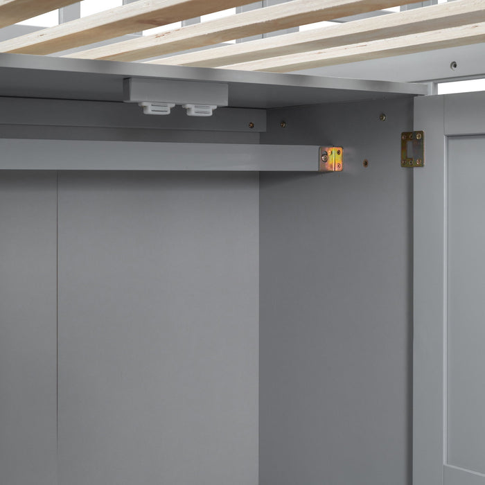 Loft Bed With Bookshelf, Drawers, Desk, And Wardrobe