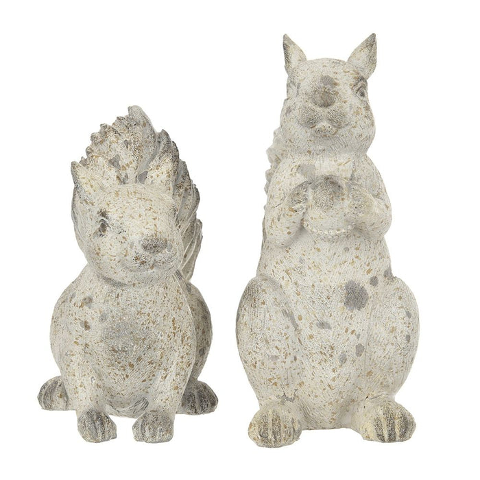 Resin Standing &amp; Lying Down Squirrel Rustic, For Harvest Festival Fall Festival &amp; Thanksgiving Table Decorations (Set of 2) - Antique Cream