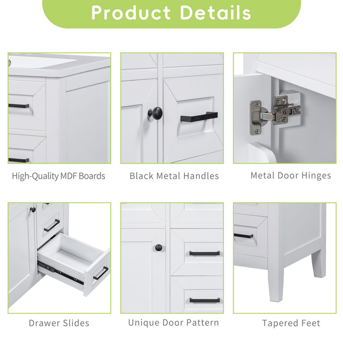 Modern Bathroom Vanity With Sink Combo, 3 Drawers