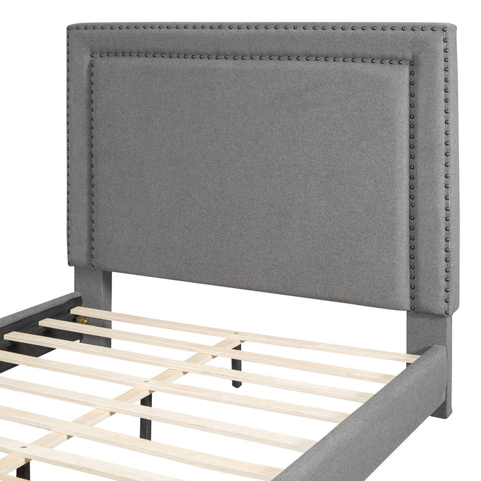 Upholstered Bed With Slats Support, No Box Spring Needed