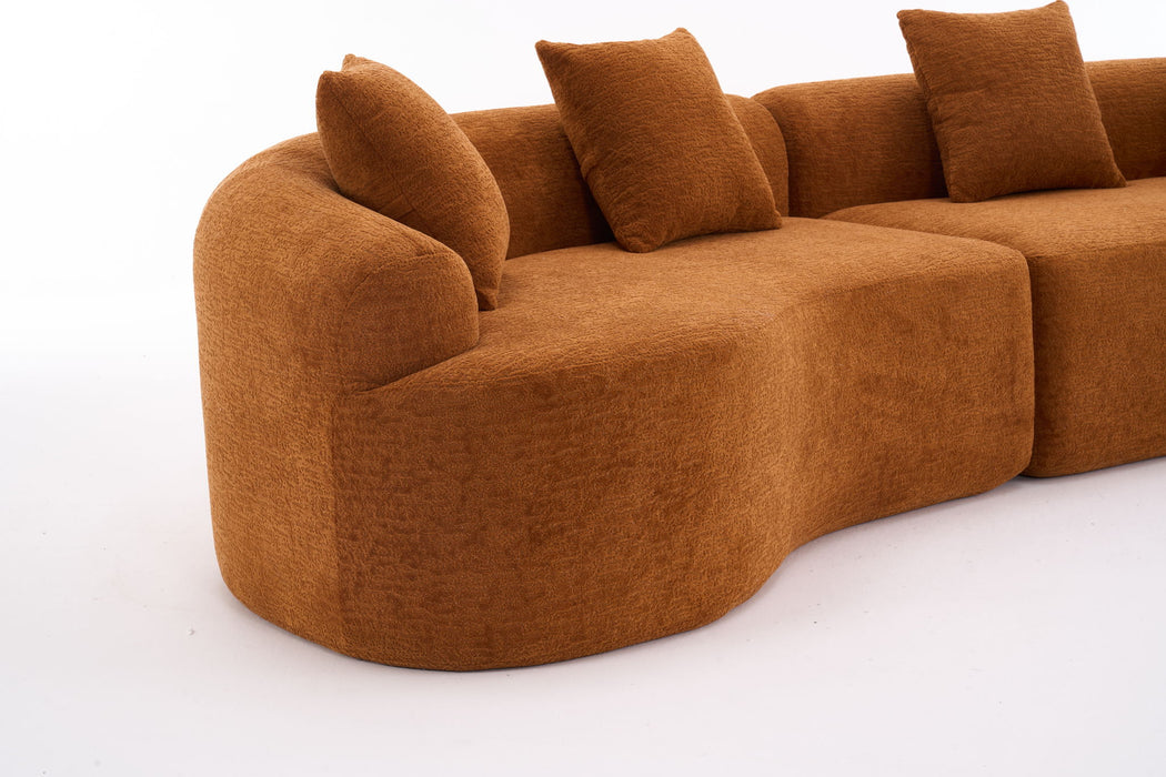 4 Seater Sofa With Chenille Fabric, 30D, 60 Hardness Full Sponge, 4 Pillow For Living Room, Home Furniture Sleeper Sectional Sofa For Apartment