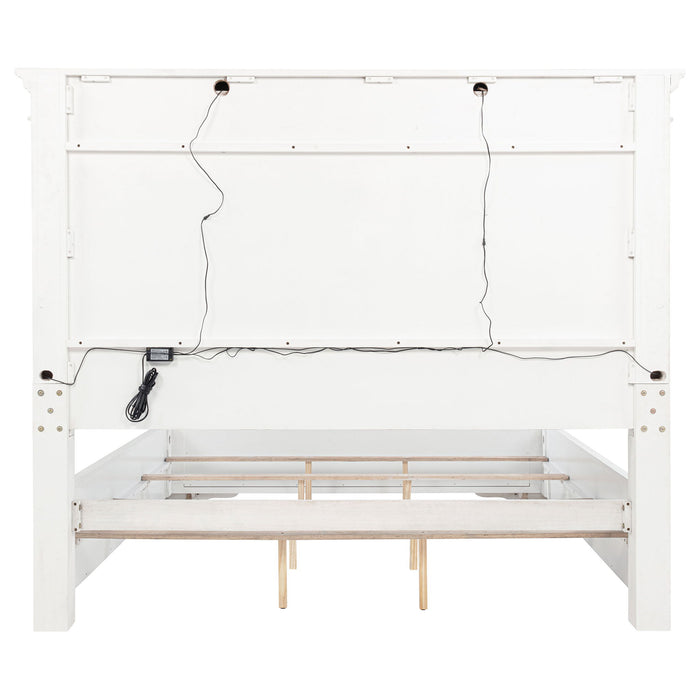 McKinney California King LED Light Panel Bed Vintage White