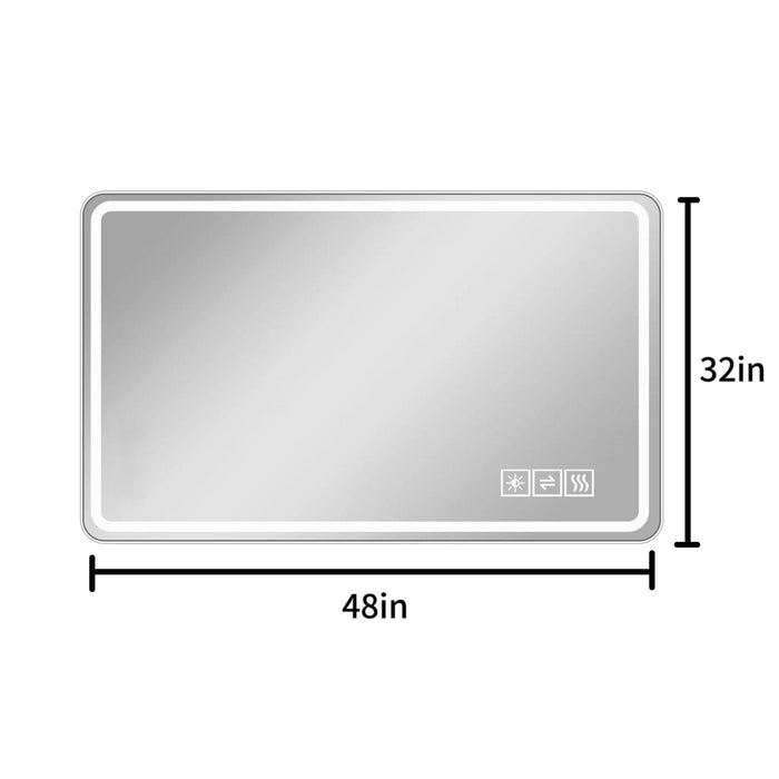 Bathroom Mirror Vanity Mirrors With Front Lights, Wall Mounted, Anti-Fog, Frameless, Horizontal Or Vertical