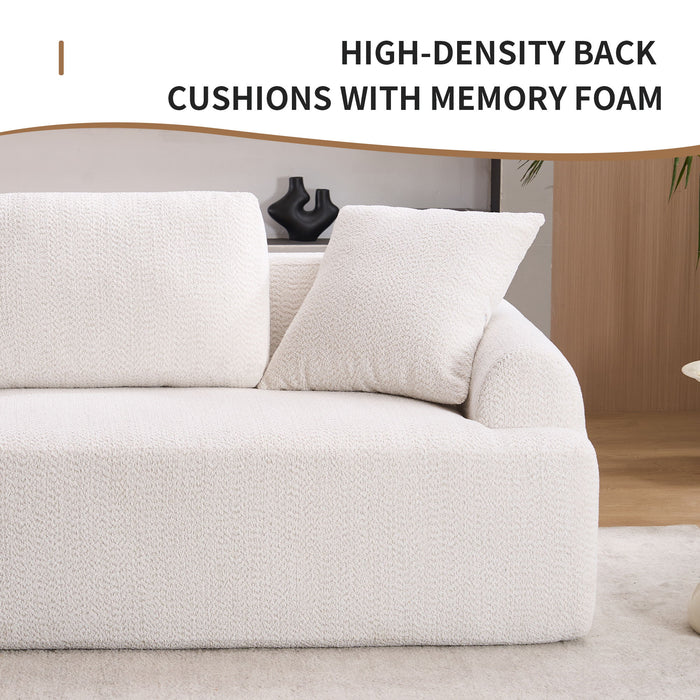 Compression Sofa: 4 Seater Combined Sofa, Crochet Yarn Fabric, Full Sponge Compression Sofa, Combined Sofa With 4 Pillows For Home Living / Home Furniture / Apartment - Beige