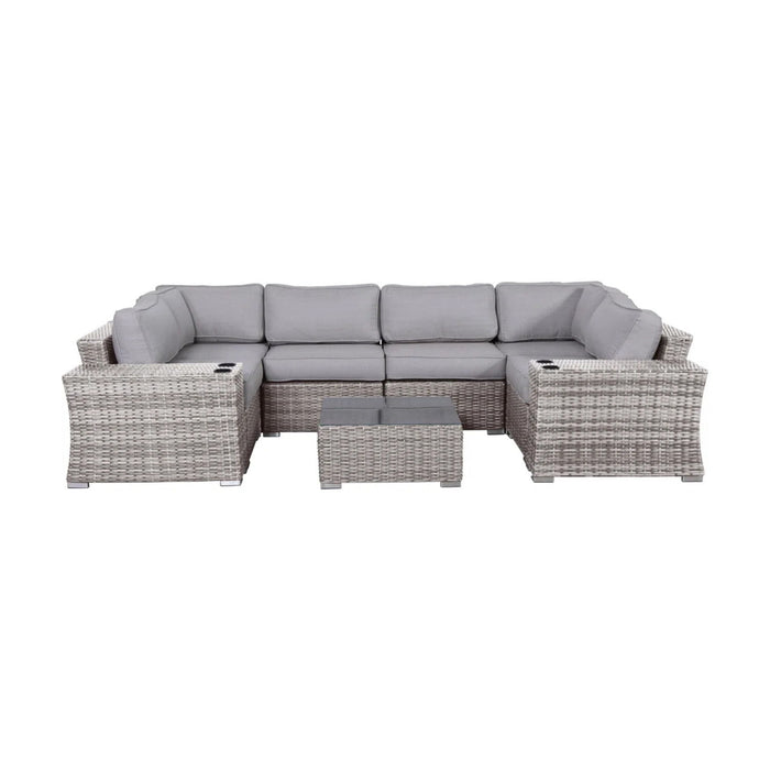 4 Person Patio Seating Set With Cushions, All Weather - Gray