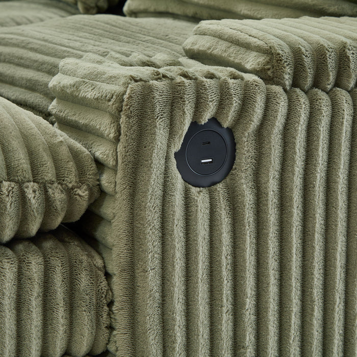 Convertible Loveseat Sofa With Storage And USB Ports - Green