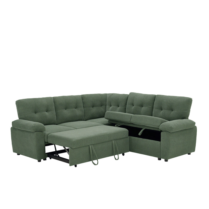 Convertible Sectional Sofa Bed With Pull Out Sleeper And Storage