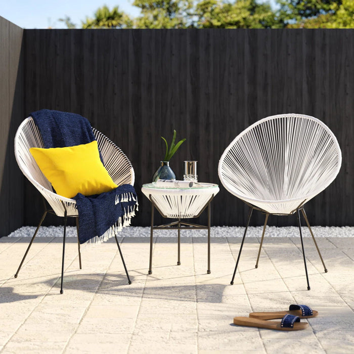 Outdoor Conversation Set With Ergonomic Lounge Chairs And Tempered Glass Table