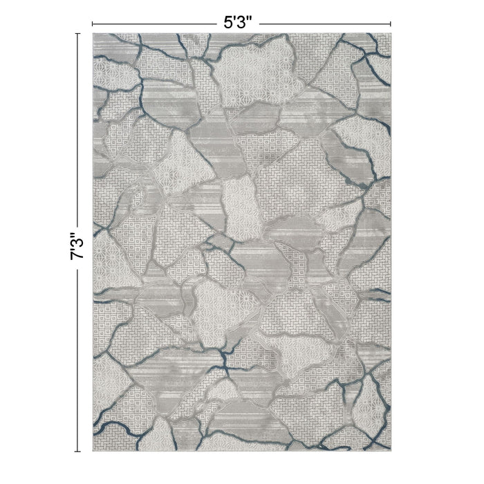 Geometrix - 5'3" X 7'3" Area Rug, Geometric 3D Effect - Gray / Ivory