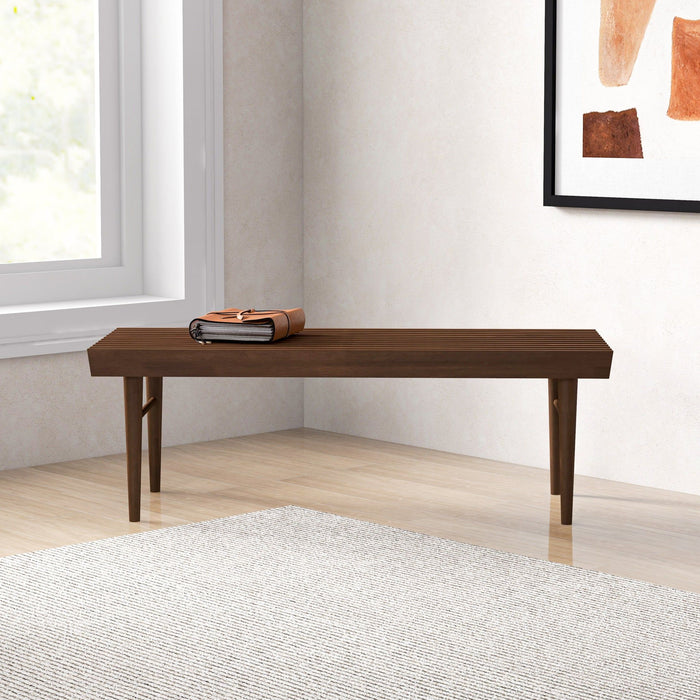 Mia - Mid-Century Modern Bench - Dark Brown