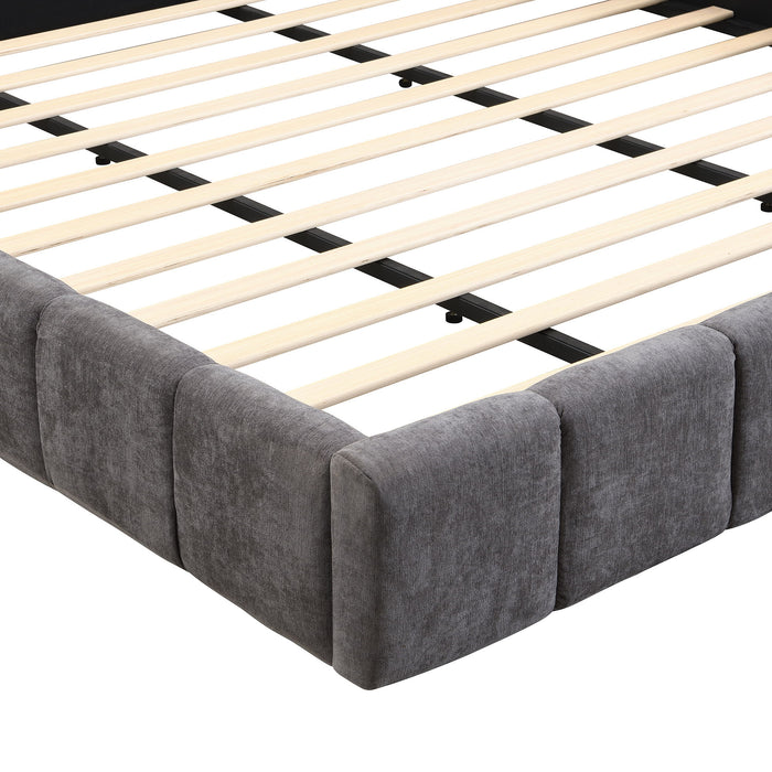 Elegant Upholstered Bed With Checkerboard Design