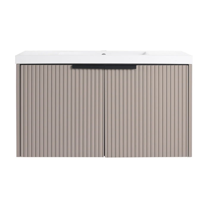 Contemporary Wall Mounted Bathroom Vanity With Resin Double Sink