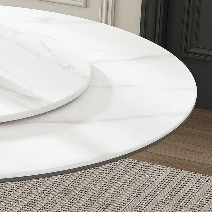 Table With Rotating Tray Scratch & Heat For Kitchen & Restaurant, 4 Chairs - White