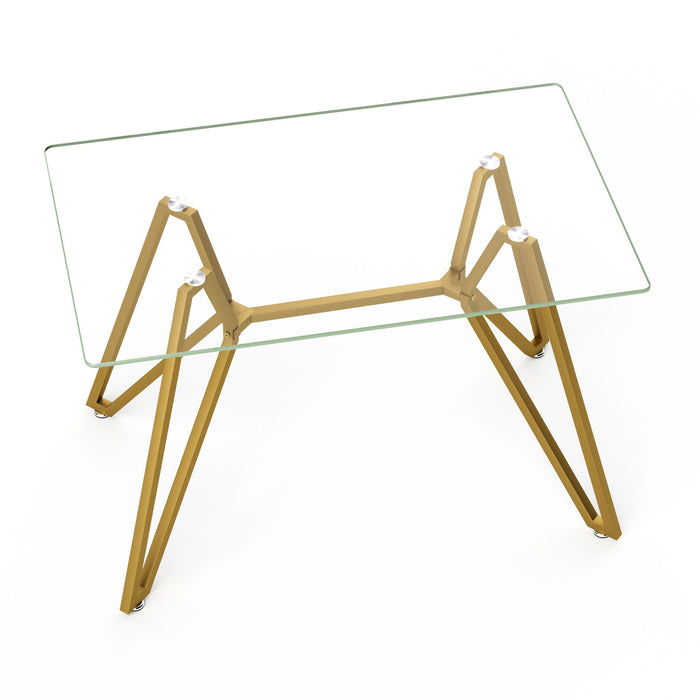 Modern Glass Dining Table With Metal Legs