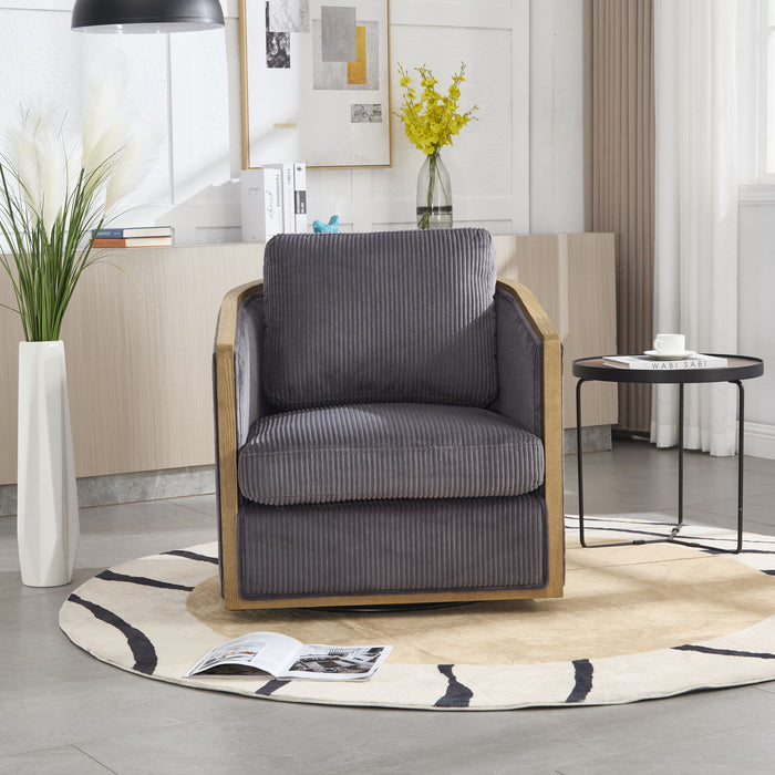 Corduroy Barrel Chair, 360 Degree Swivel
