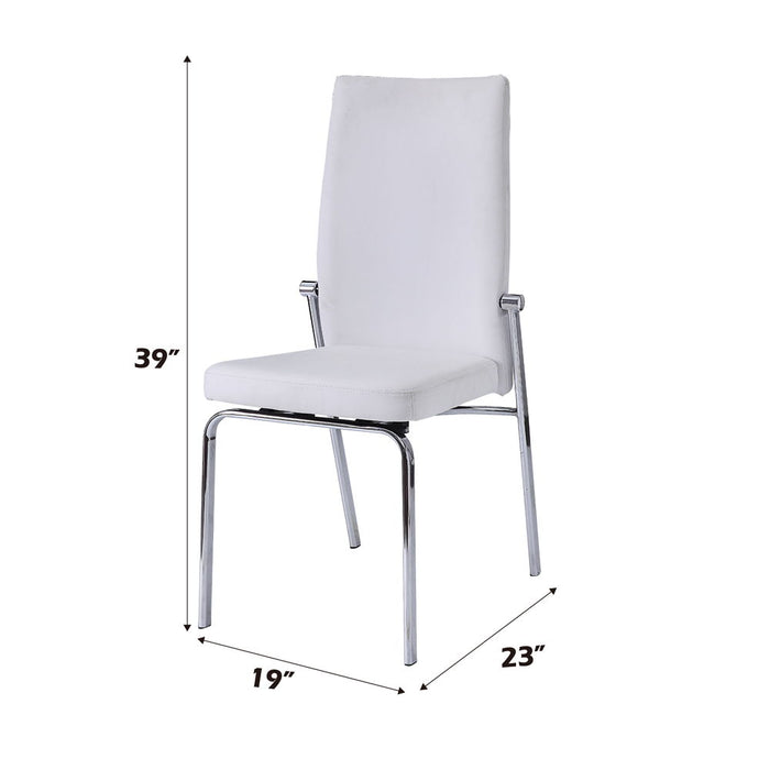 Osias - Side Chair Set of 2) - White Synthetic Leather & Chrome