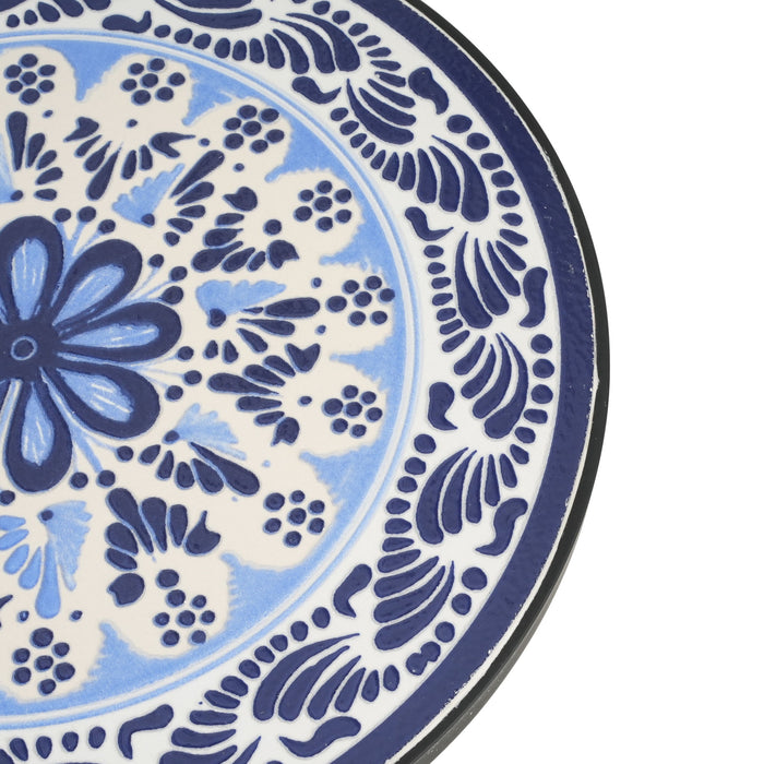 French Country Patio Side Table With Vibrant Tile Top