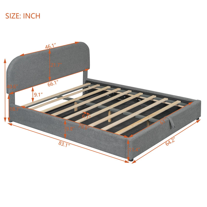Upholstered Platform Bed With Hydraulic Storage System