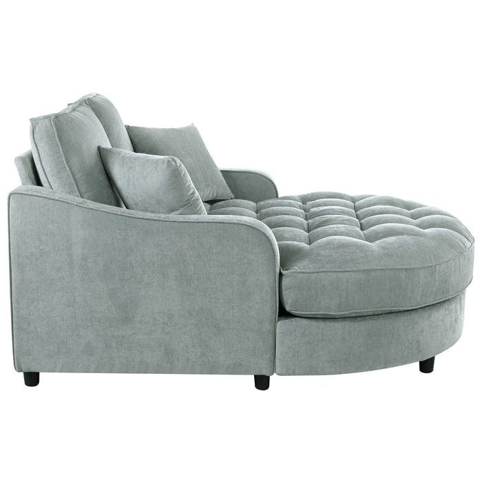 Modern Chaise Lounge Upholstered Sofa Couch With Tufted Seat And Detachable Pillows For Living Room