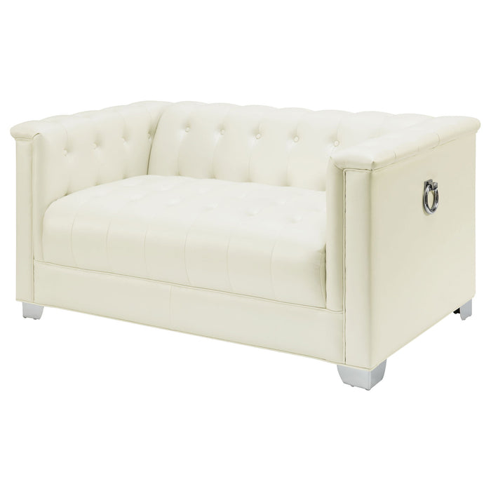 Earline - Upholstered Track Arm Loveseat - White