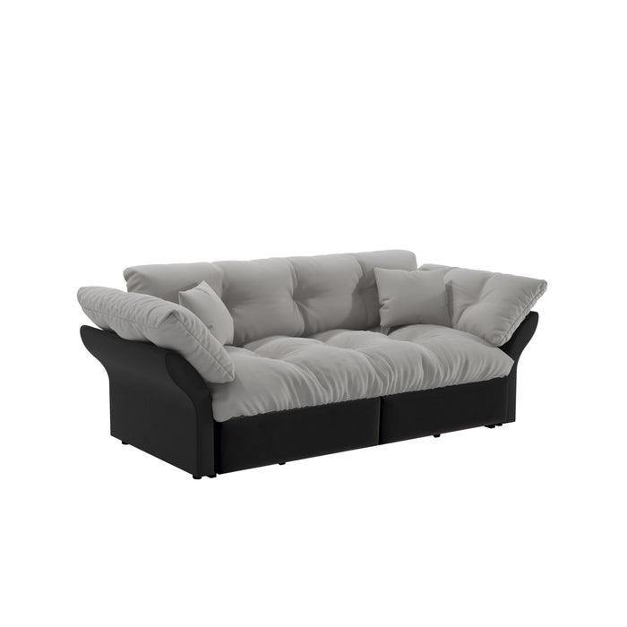 Queen Pull Out Sofa Bed, 3 In 1 Convertible Sleeper Tufted With 2 Soft Pillows