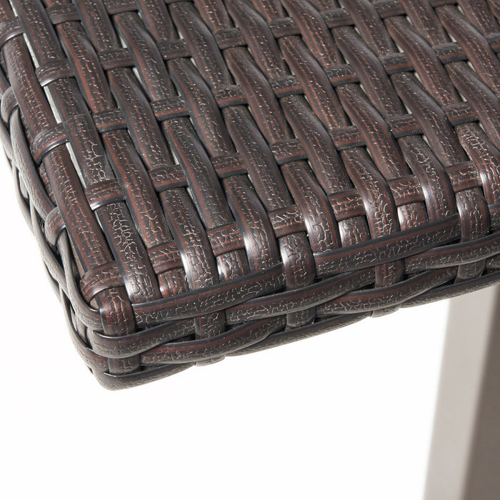 Outdoor Square Rattan Bar Table With Iron Frame - Multi Brown