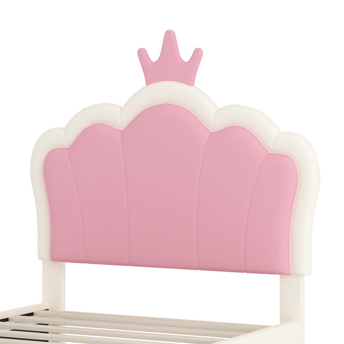 Upholstered Princess Platform Bed With Crown Headboard