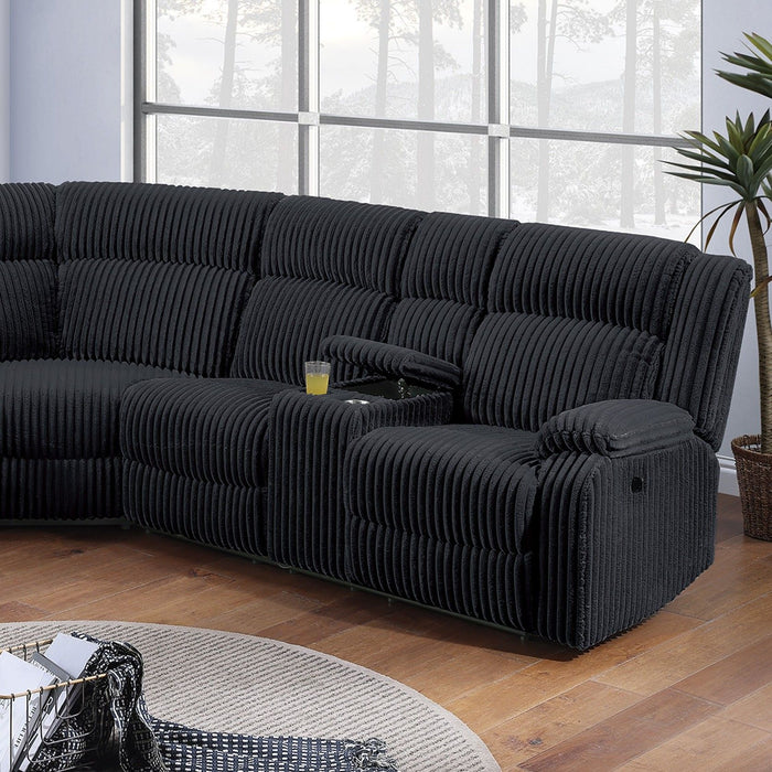 Manual Motion Reclining Sectional LAF / RAF Loveseat With Consoles Cup Holders Upholstered Living Room - Black