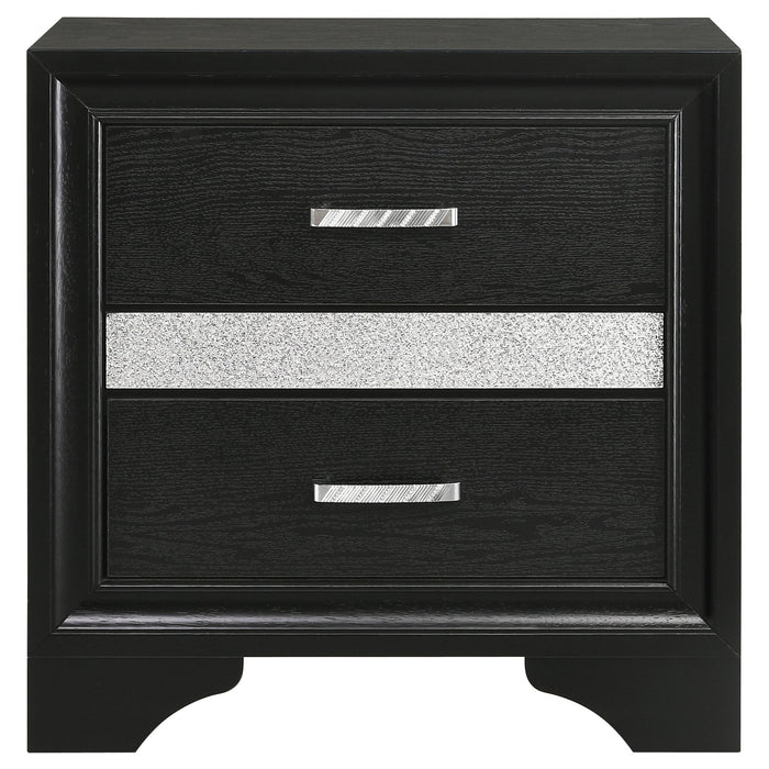 Transitional 2 Drawer Nightstand With Hidden Jewelry Tray