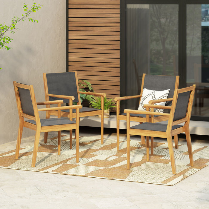 Cordoba - Dining Chair Set With Acacia Wood Frame And Textilen Upholstery (Set of 2) - Teak