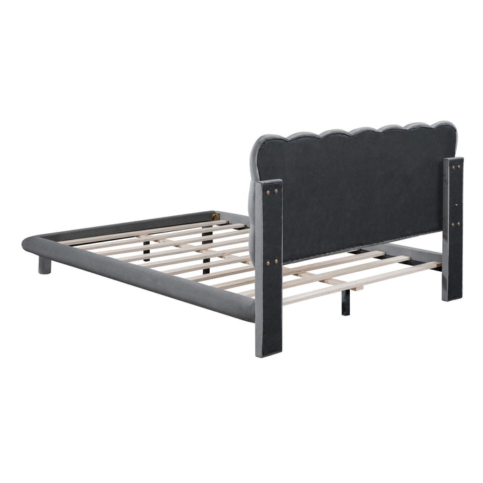 Platform Bed With LED Frame, Thick & Soft And Button Tufted Design Headboard