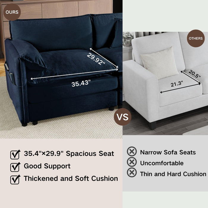 Modern Oversized Chenille Loveseat Sofa With Deep Seat And Diy Combination